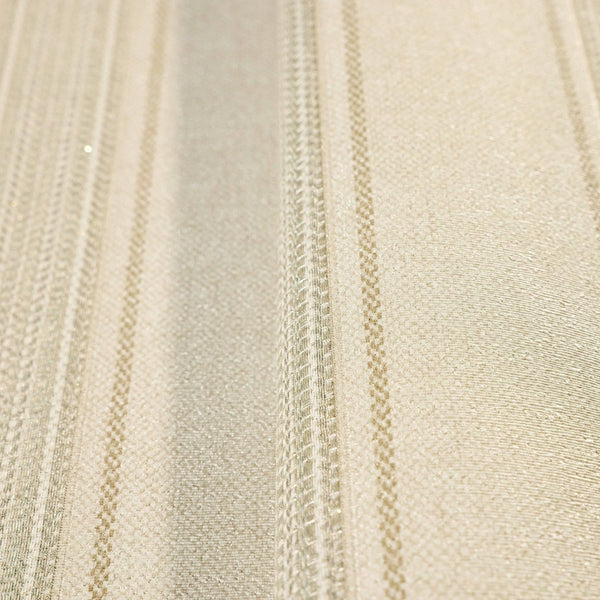 Luxury Beige Striped Stripe Wallpaper, Traditional Non-Woven Wall Covering, 41.7"W x 398"H, Washable Removable for Living Roo