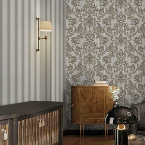 Luxury Brown Striped Stripe Wallpaper, Country Non-Woven Wall Covering, 41.7"W x 398"H, Washable Removable for Living Room Be