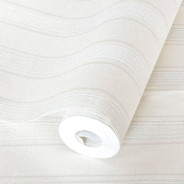 Luxury Cream Striped Stripe Wallpaper, Scandinavian Non-Woven Wall Covering, 41.7"W x 398"H, Washable Removable for Living Ro