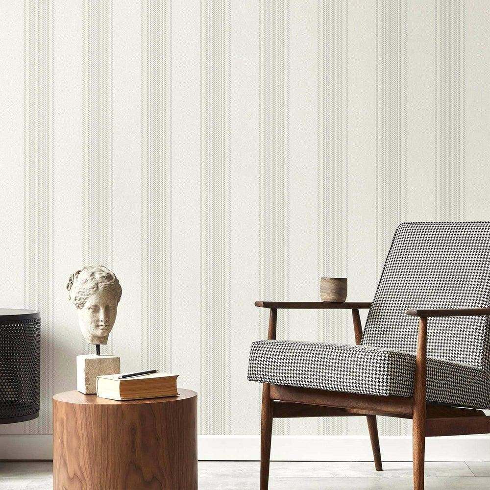 Luxury Cream Striped Stripe Wallpaper, Scandinavian Non-Woven Wall Covering, 41.7"W x 398"H, Washable Removable for Living Ro