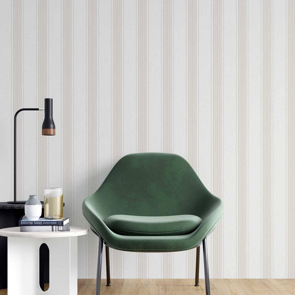 Luxury White Striped Stripe Wallpaper, Farmhouse Non-Woven Wall Covering, 41.7"W x 398"H, Washable Removable for Living Room 