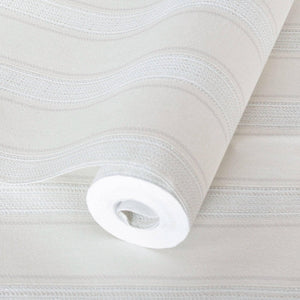 Luxury White Striped Stripe Wallpaper, Farmhouse Non-Woven Wall Covering, 41.7"W x 398"H, Washable Removable for Living Room 
