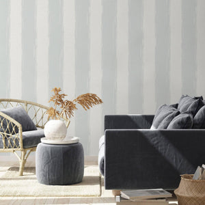 Luxury Blue Striped Stripe Textured Wallpaper, Scandinavian Non-Woven Wall Covering, 41.7"W x 398"H, Washable Removable for L