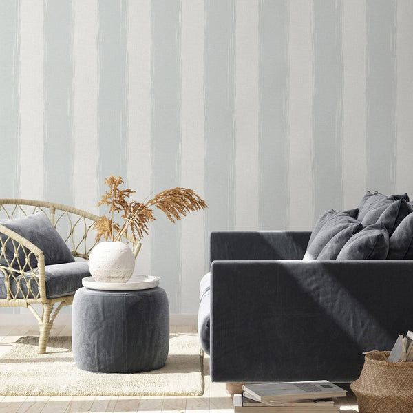 Luxury Blue Striped Stripe Textured Wallpaper, Scandinavian Non-Woven Wall Covering, 41.7"W x 398"H, Washable Removable for L
