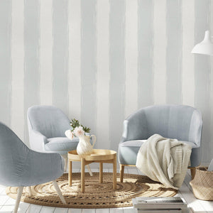 Luxury Blue Striped Stripe Textured Wallpaper, Scandinavian Non-Woven Wall Covering, 41.7"W x 398"H, Washable Removable for L
