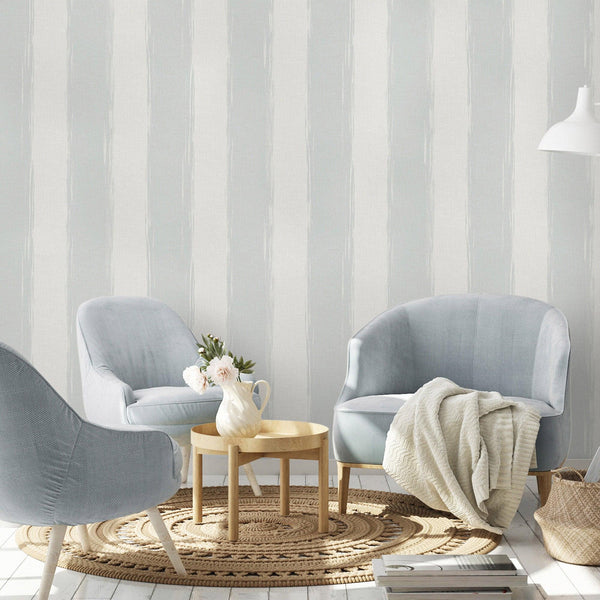Luxury Blue Striped Stripe Textured Wallpaper, Scandinavian Non-Woven Wall Covering, 41.7"W x 398"H, Washable Removable for L
