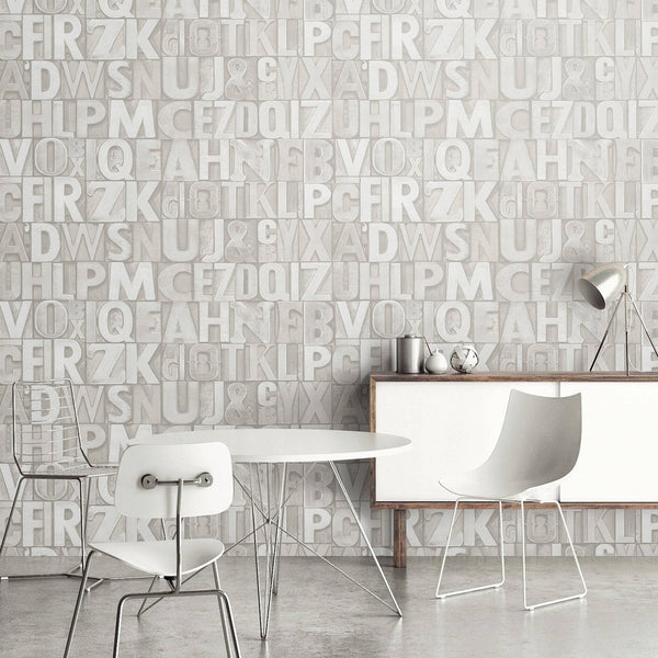 Luxury Ivory Textured Wallpaper, Contemporary Non-Woven Wall Covering, 41.7"W x 398"H, Washable Removable for Living Room Bed