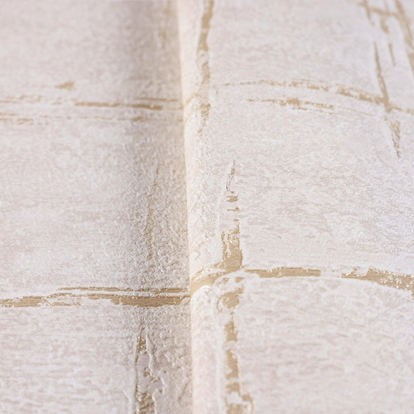 Luxury Beige Abstract Geometric 3D Embossed Wallpaper, Rustic Non-Woven Wall Covering, 41.7"W x 398"H, Washable Removable for