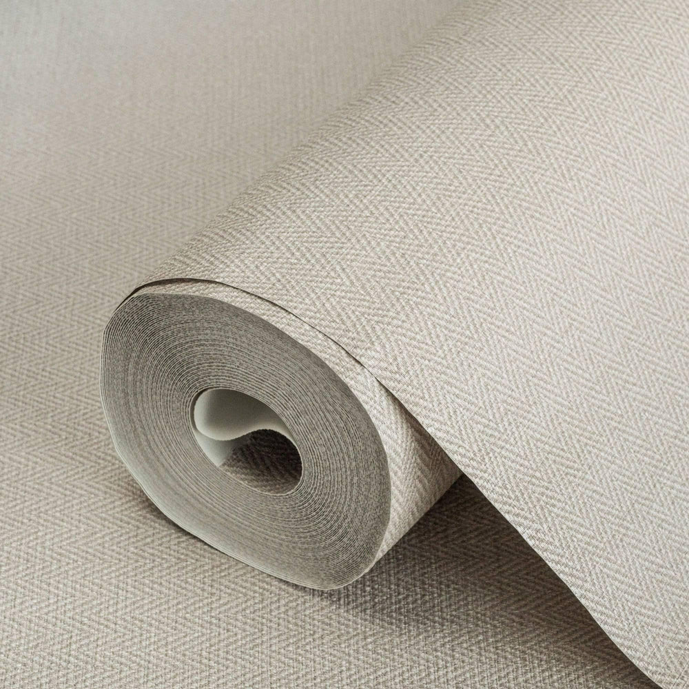 Luxury Beige Chevron Fabric Textured Wallpaper, Modern Non-Woven Wall Covering, 41.7"W x 614"H, Washable Removable for Living