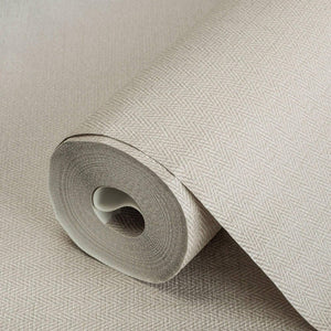 Luxury Beige Chevron Fabric Textured Wallpaper, Modern Non-Woven Wall Covering, 41.7"W x 614"H, Washable Removable for Living