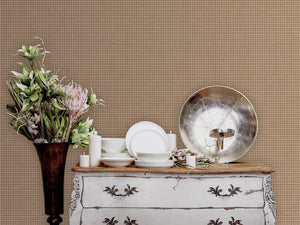 Luxury Beige Houndstooth Textured Wallpaper, Traditional Non-Woven Wall Covering, 41.7"W x 614"H, Washable Removable for Livi