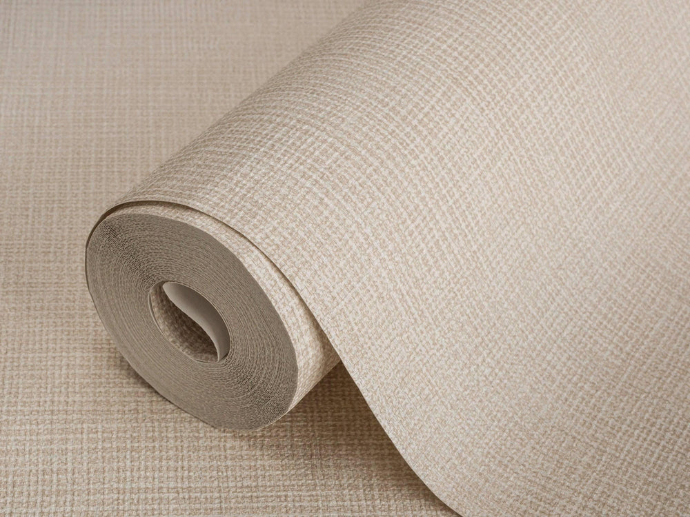 Luxury Beige Fabric Textured Wallpaper, Traditional Non-Woven Wall Covering, 41.7"W x 614"H, Washable Removable for Living Ro