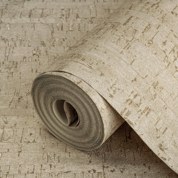 Luxury Beige Wood Textured Wallpaper, Farmhouse Non-Woven Wall Covering, 41.7"W x 614"H, Washable Removable for Living Room B