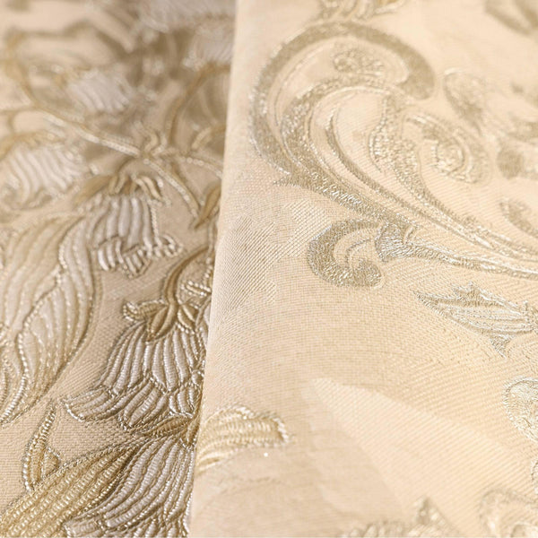 Luxury Beige Floral Damask 3D Embossed Wallpaper, Traditional Non-Woven Wall Covering, 41.7"W x 398"H, Washable Removable for