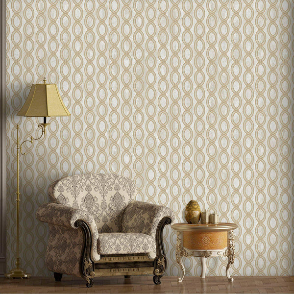 Luxury Beige Geometric Embossed 3D Embossed Wallpaper, Boho Non-Woven Wall Covering, 41.7"W x 398"H, Washable Removable for L
