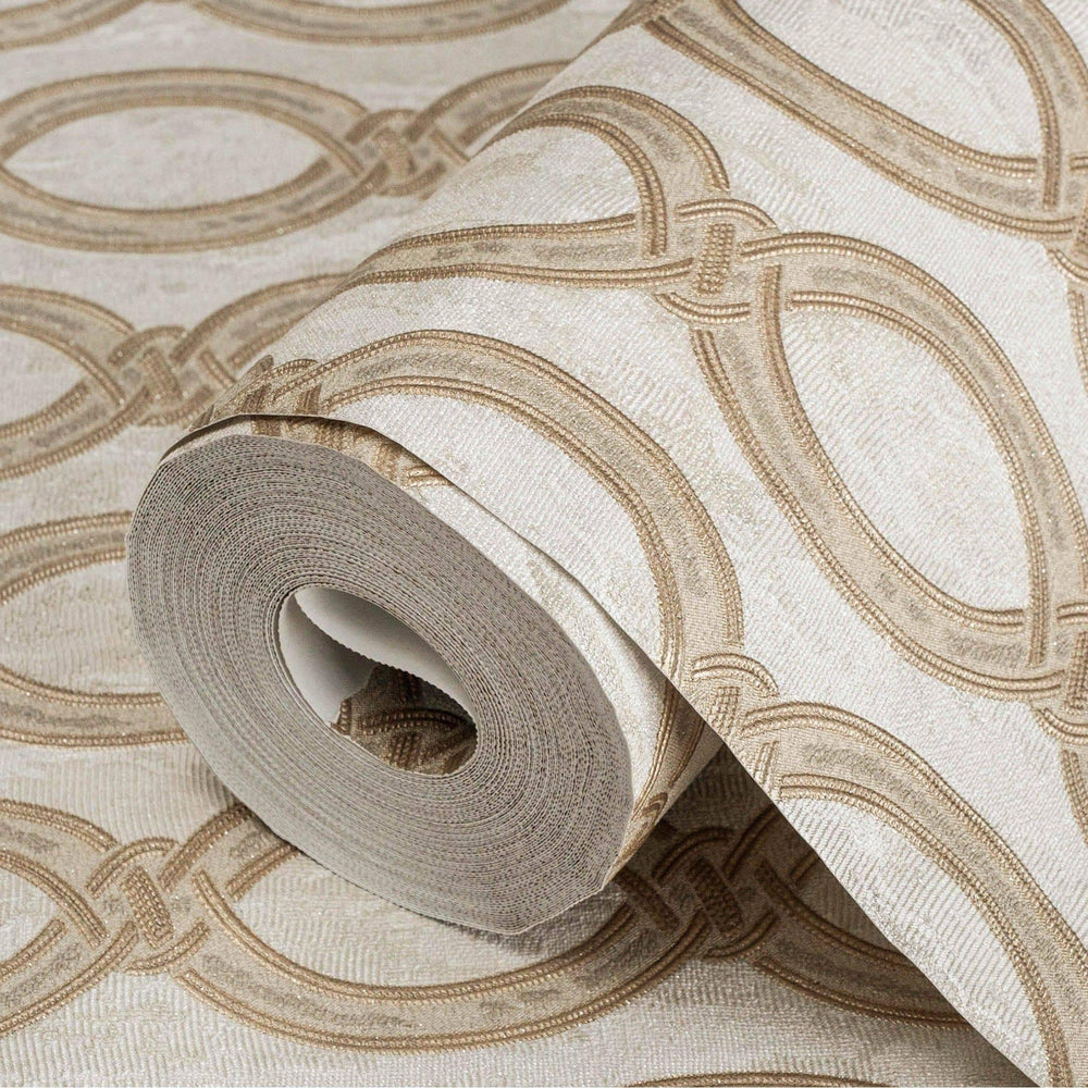 Luxury Beige Geometric Embossed 3D Embossed Wallpaper, Boho Non-Woven Wall Covering, 41.7"W x 398"H, Washable Removable for L
