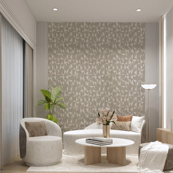 Luxury Beige Geometric Abstract 3D Embossed Wallpaper, Premium Non-Woven Wall Covering, 41.7"W x 614"H, Washable Removable fo