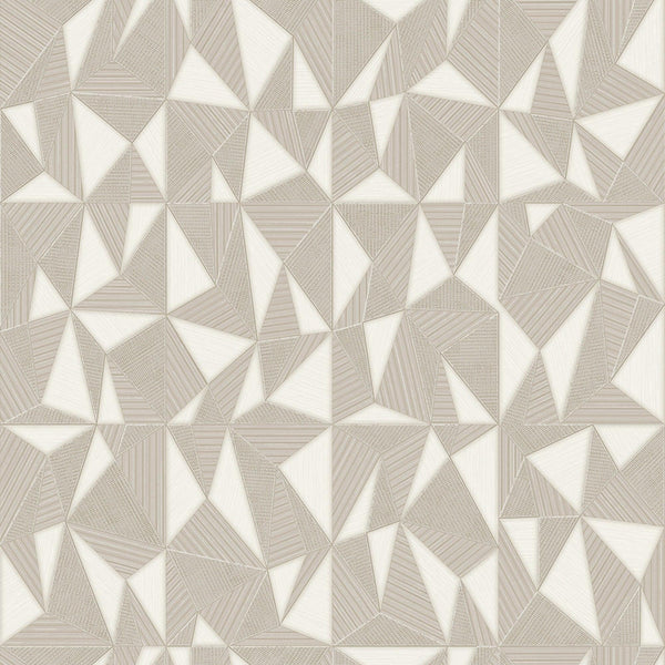 Luxury Beige Geometric Abstract 3D Embossed Wallpaper, Premium Non-Woven Wall Covering, 41.7"W x 614"H, Washable Removable fo