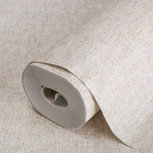 Luxury Beige Fabric Textured Wallpaper, Premium Non-Woven Wall Covering, 41.7"W x 398"H, Washable Removable for Living Room B