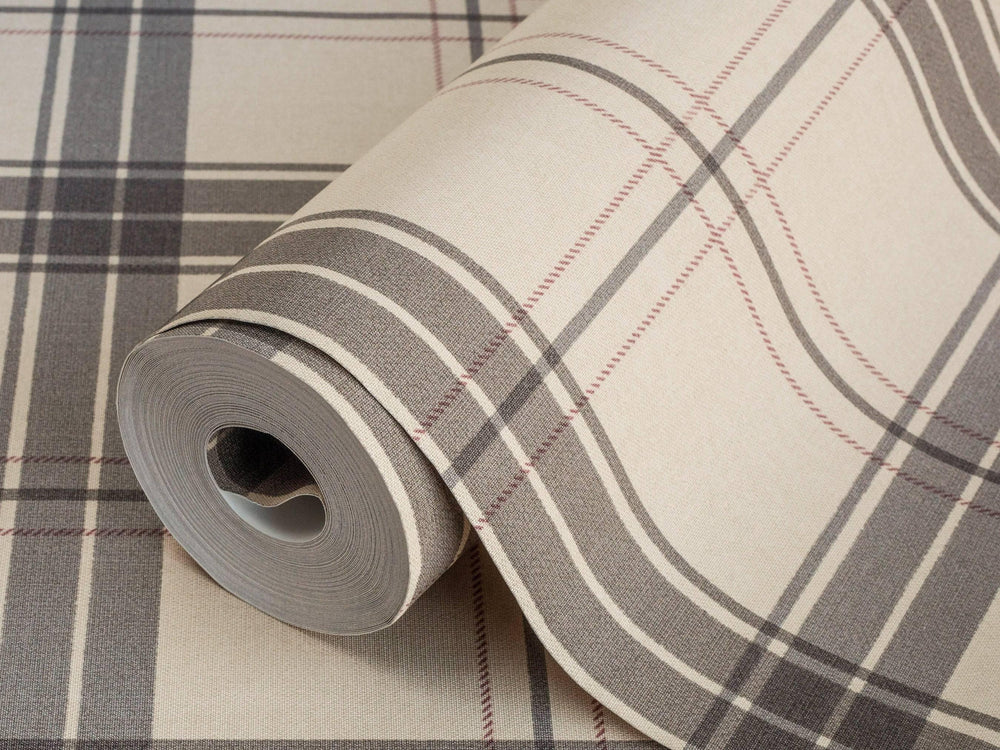 Luxury Beige Plaid Textured Wallpaper, Country Non-Woven Wall Covering, 41.7"W x 614"H, Washable Removable for Living Room Be
