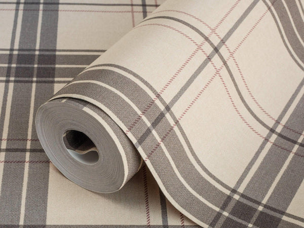 Luxury Beige Plaid Textured Wallpaper, Country Non-Woven Wall Covering, 41.7"W x 614"H, Washable Removable for Living Room Be