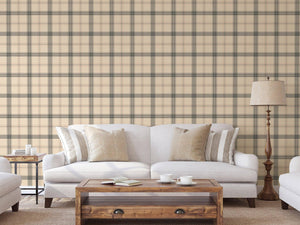 Luxury Beige Plaid Textured Wallpaper, Country Non-Woven Wall Covering, 41.7"W x 614"H, Washable Removable for Living Room Be