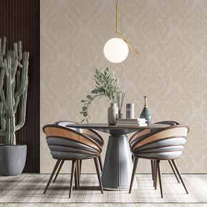 Luxury Beige Damask Embossed 3D Embossed Wallpaper, Premium Non-Woven Wall Covering, 41.7"W x 398"H, Washable Removable for L