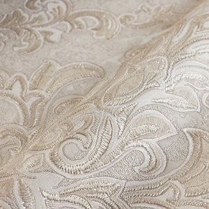 Luxury Beige Damask Embossed 3D Embossed Wallpaper, Premium Non-Woven Wall Covering, 41.7"W x 398"H, Washable Removable for L