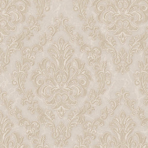 Luxury Beige Damask Embossed 3D Embossed Wallpaper, Premium Non-Woven Wall Covering, 41.7"W x 398"H, Washable Removable for L