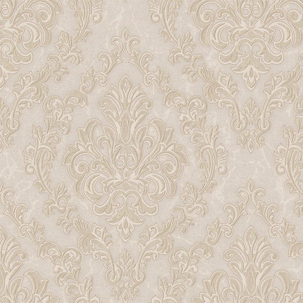 Luxury Beige Damask Embossed 3D Embossed Wallpaper, Premium Non-Woven Wall Covering, 41.7"W x 398"H, Washable Removable for L