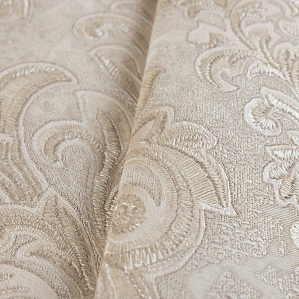 Luxury Beige Damask Embossed 3D Embossed Wallpaper, Premium Non-Woven Wall Covering, 41.7"W x 398"H, Washable Removable for L