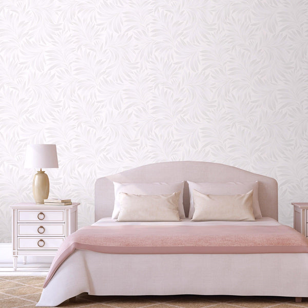 Luxury Beige Leaves Embossed 3D Embossed Wallpaper, Coastal Non-Woven Wall Covering, 41.7"W x 398"H, Washable Removable for L