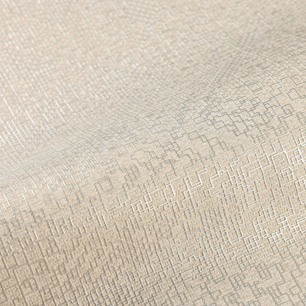 Luxury Beige Abstract Metallic 3D Embossed Wallpaper, Traditional Non-Woven Wall Covering, 41.7"W x 614"H, Washable Removable