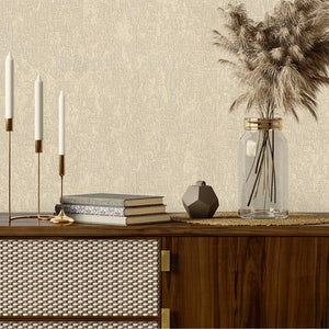 Luxury Beige Abstract Textured Wallpaper, Farmhouse Non-Woven Wall Covering, 41.7"W x 398"H, Washable Removable for Living Ro