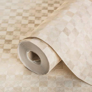 Luxury Beige Checkered Geometric 3D Embossed Wallpaper, Glam Non-Woven Wall Covering, 41.7"W x 614"H, Washable Removable for 