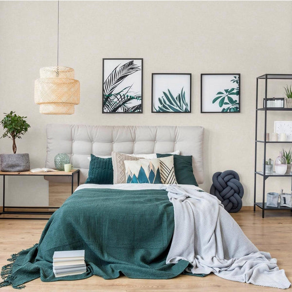 Luxury Beige Fabric Textured Wallpaper, Boho Non-Woven Wall Covering, 41.7"W x 398"H, Washable Removable for Living Room Bedr