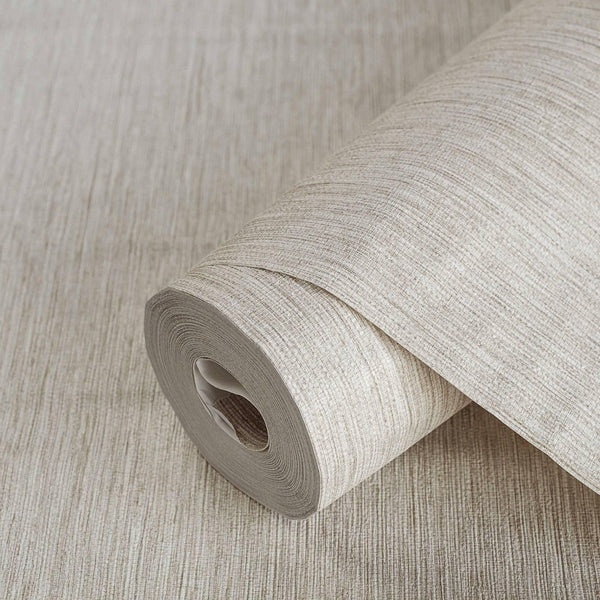 Luxury Beige Abstract Striped Textured Wallpaper, Traditional Non-Woven Wall Covering, 41.7"W x 614"H, Washable Removable for
