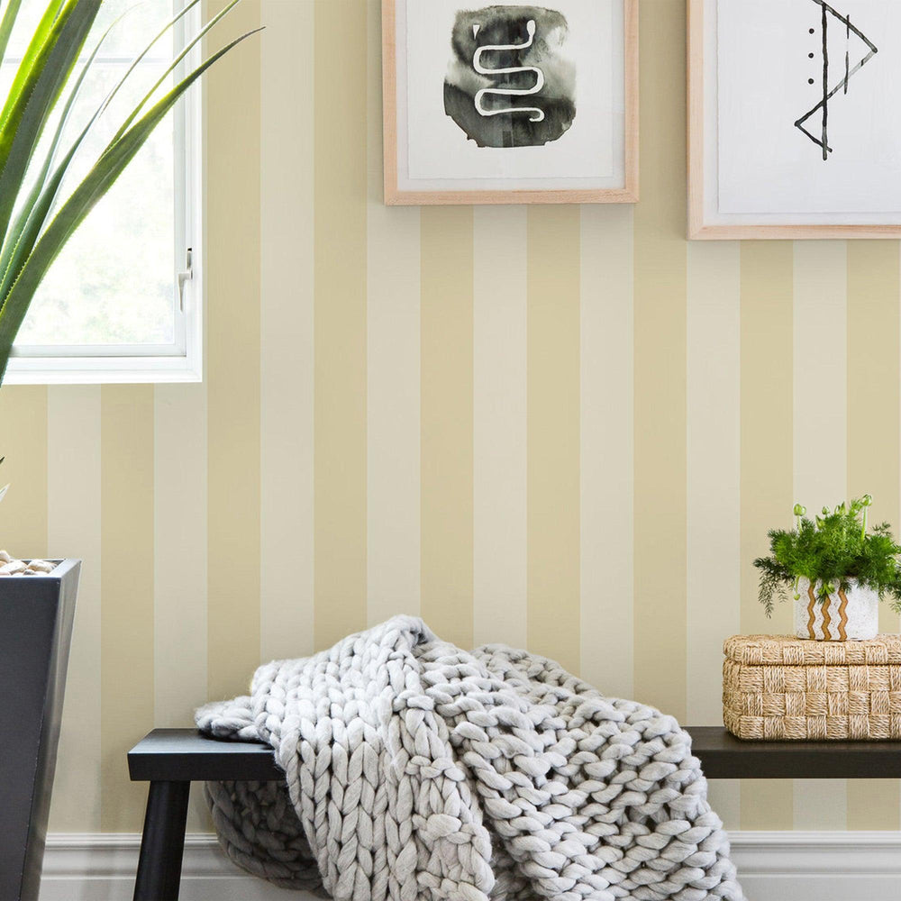 Luxury Beige Striped Stripe Textured Wallpaper, Premium Non-Woven Wall Covering, 41.7"W x 614"H, Washable Removable for Livin