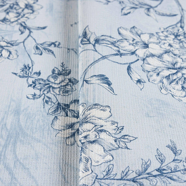 Luxury Blue Chinoiserie Floral Wallpaper, Coastal Non-Woven Wall Covering, 41.7"W x 614"H, Washable Removable for Living Room