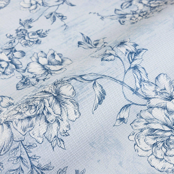 Luxury Blue Chinoiserie Floral Wallpaper, Coastal Non-Woven Wall Covering, 41.7"W x 614"H, Washable Removable for Living Room