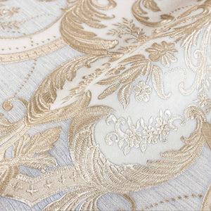Luxury Blue Damask Velvet 3D Embossed Wallpaper, Premium Non-Woven Wall Covering, 41.7"W x 398"H, Washable Removable for Livi