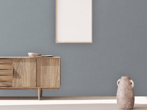 Luxury Blue Fabric Textured Wallpaper, Scandinavian Non-Woven Wall Covering, 41.7"W x 614"H, Washable Removable for Living Ro