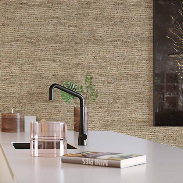 Luxury Brown Fabric Textured Wallpaper, Farmhouse Non-Woven Wall Covering, 41.7"W x 398"H, Washable Removable for Living Room