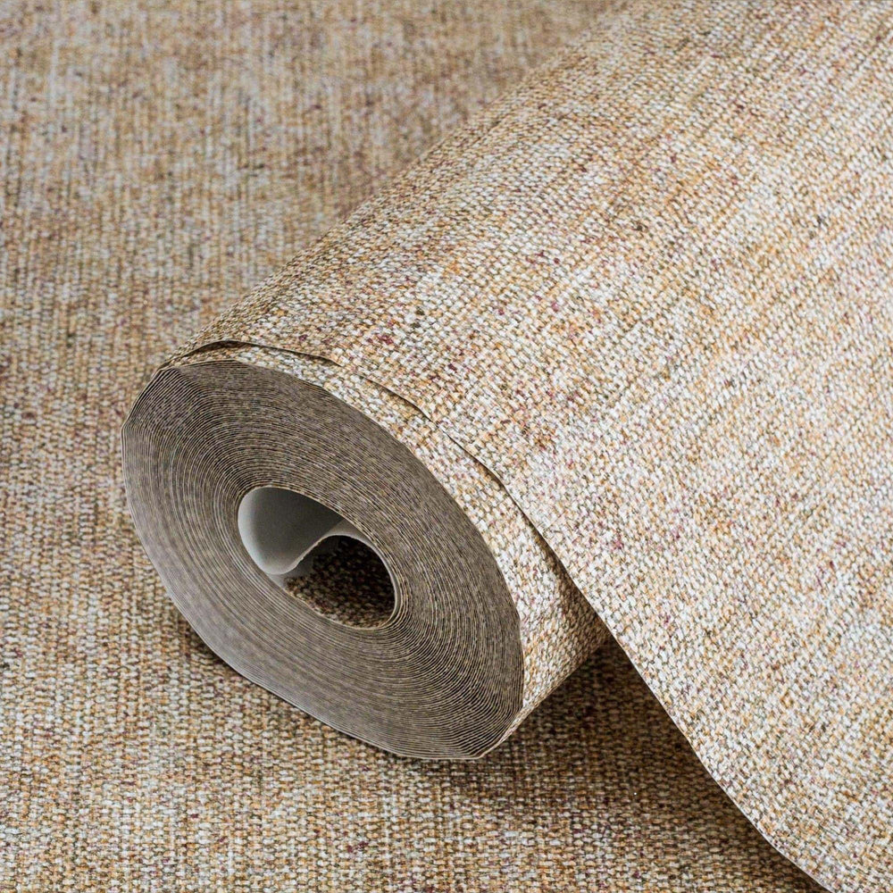 Luxury Brown Fabric Textured Wallpaper, Farmhouse Non-Woven Wall Covering, 41.7"W x 398"H, Washable Removable for Living Room