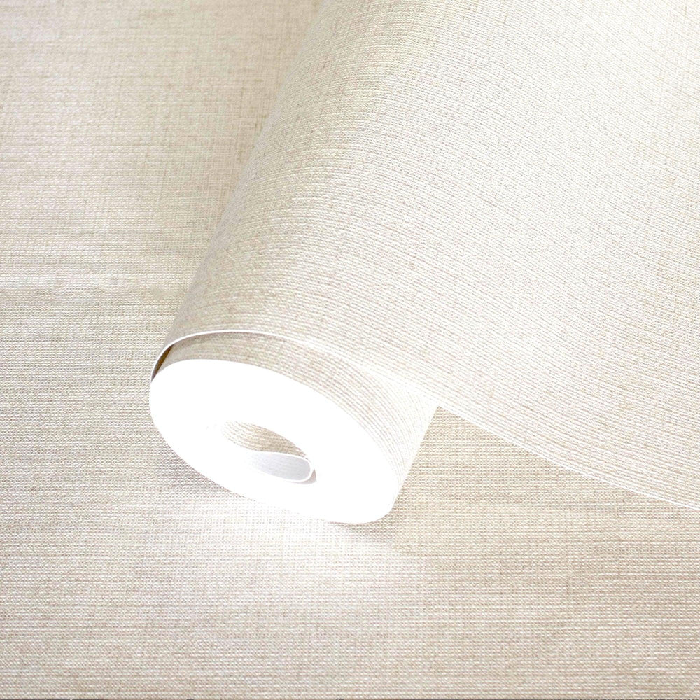 Luxury Cream Textured Wallpaper, Minimalist Non-Woven Wall Covering, 41.7"W x 398"H, Washable Removable for Living Room Bedro