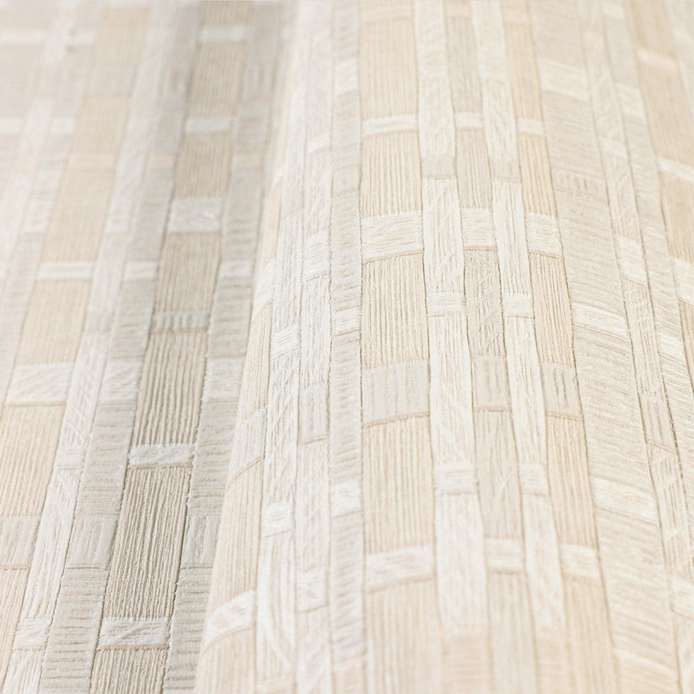 Luxury Cream Striped Stripe 3D Embossed Wallpaper, Boho Non-Woven Wall Covering, 41.7"W x 614"H, Washable Removable for Livin
