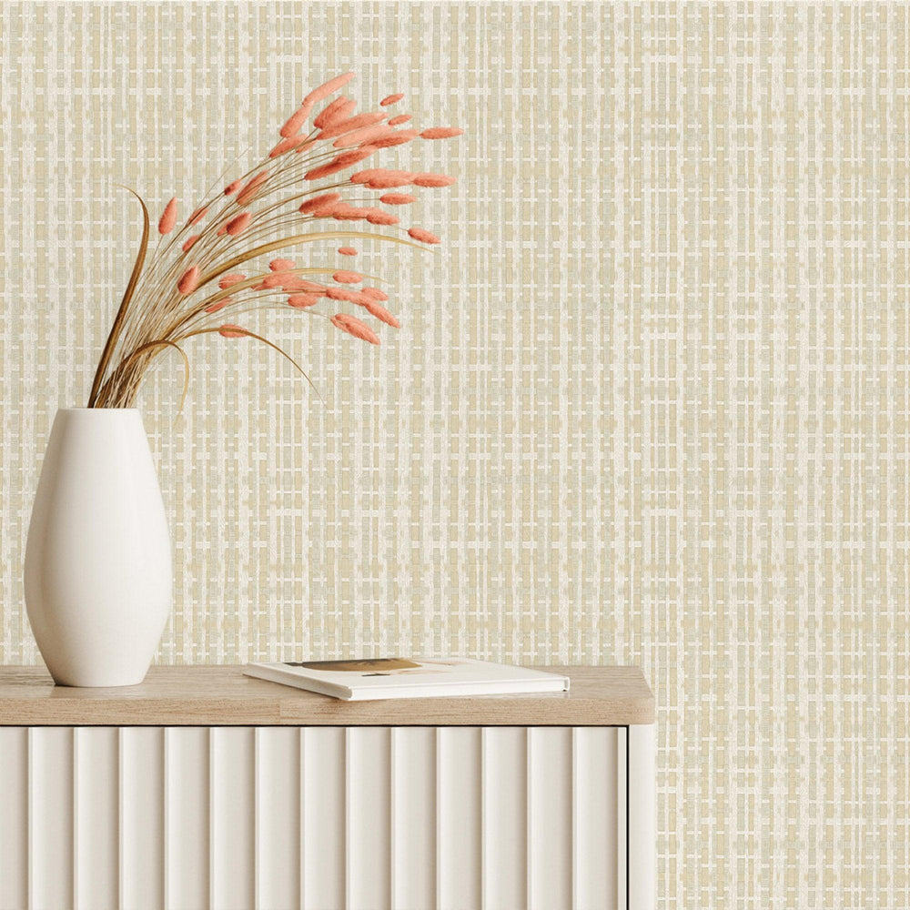 Luxury Cream Striped Stripe 3D Embossed Wallpaper, Boho Non-Woven Wall Covering, 41.7"W x 614"H, Washable Removable for Livin