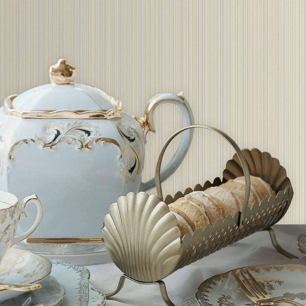 Luxury Cream Fabric Striped 3D Embossed Wallpaper, Modern Non-Woven Wall Covering, 41.7"W x 614"H, Washable Removable for Liv