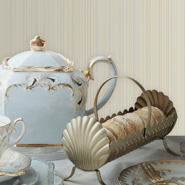 Luxury Cream Fabric Striped 3D Embossed Wallpaper, Modern Non-Woven Wall Covering, 41.7"W x 614"H, Washable Removable for Liv