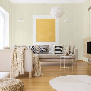 Luxury Cream Fabric Striped 3D Embossed Wallpaper, Modern Non-Woven Wall Covering, 41.7"W x 614"H, Washable Removable for Liv